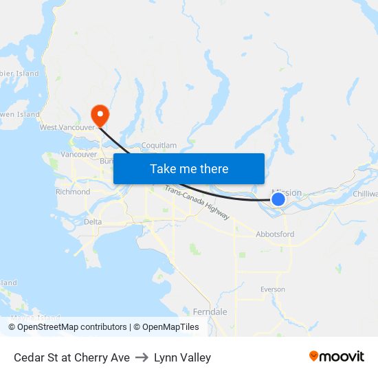 Cedar & Cherry to Lynn Valley map