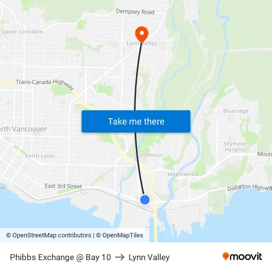 Phibbs Exchange @ Bay 10 to Lynn Valley map