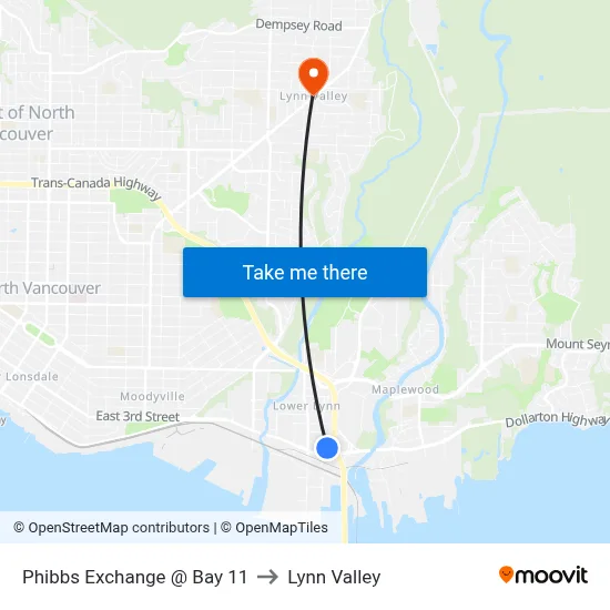 Phibbs Exchange @ Bay 11 to Lynn Valley map