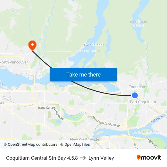 Coquitlam Central Stn Bay 4,5,8 to Lynn Valley map
