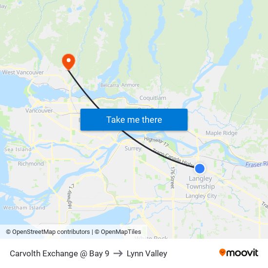 Carvolth Exchange @ Bay 9 to Lynn Valley map