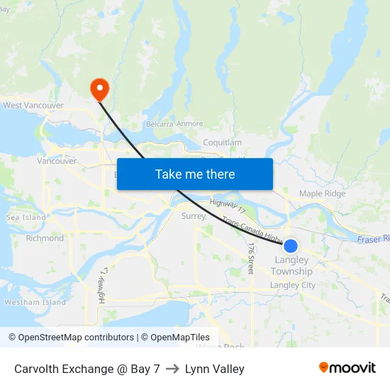 Carvolth Exchange @ Bay 7 to Lynn Valley map