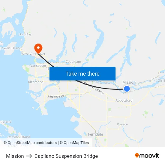 Mission to Capilano Suspension Bridge map