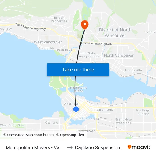 Metropolitan Movers - Vancouver to Capilano Suspension Bridge map