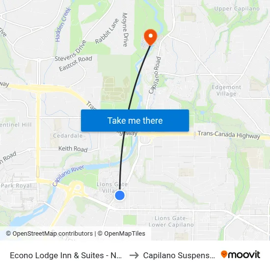 Econo Lodge Inn & Suites - North Vancouver to Capilano Suspension Bridge map