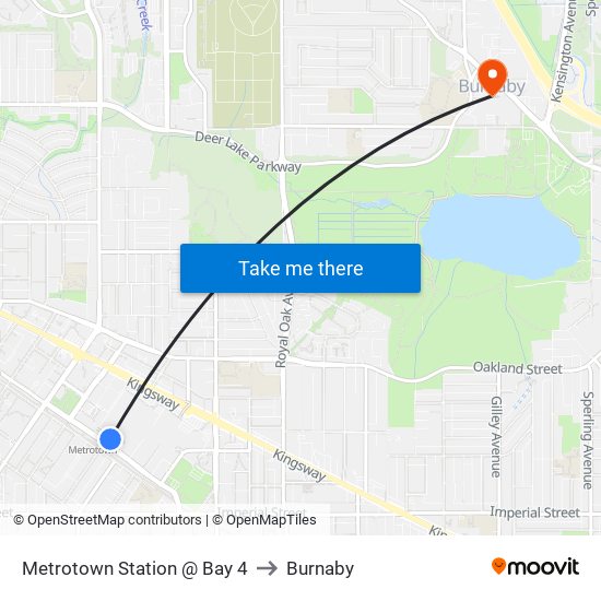 Metrotown Station @ Bay 4 to Burnaby map