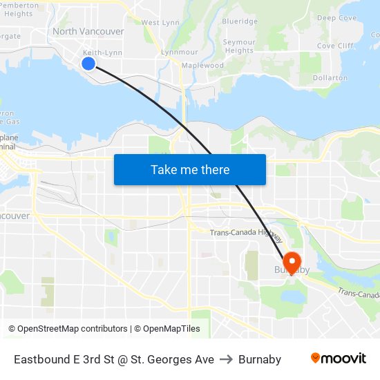 Eastbound E 3rd St @ St. Georges Ave to Burnaby map