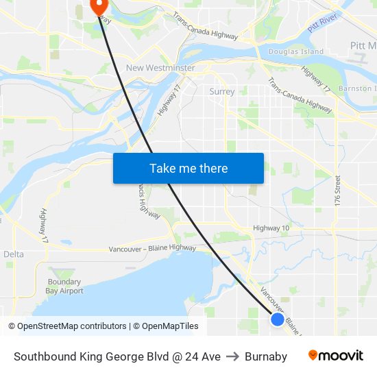 Southbound King George Blvd @ 24 Ave to Burnaby map