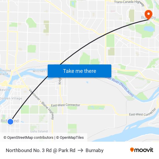 Northbound No. 3 Rd @ Park Rd to Burnaby map