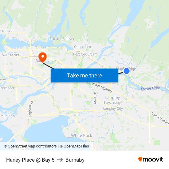 Haney Place @ Bay 5 to Burnaby map