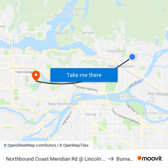 Northbound Coast Meridian Rd @ Lincoln Dr to Burnaby map