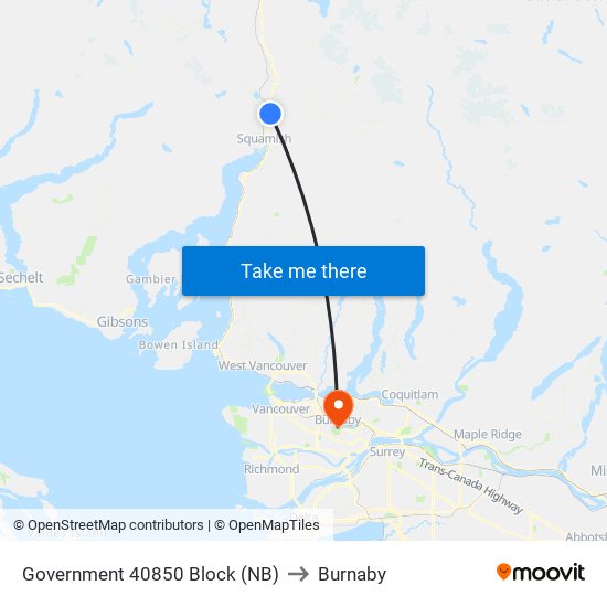 Government 40850 Block (NB) to Burnaby map