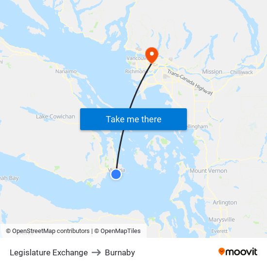 Legislature Exchange to Burnaby map