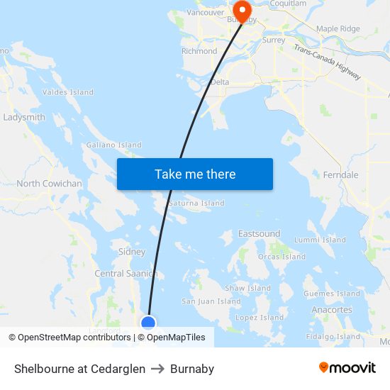 Shelbourne at Cedarglen to Burnaby map