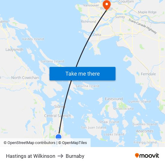 Hastings at Wilkinson to Burnaby map