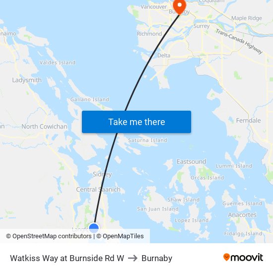Watkiss Way at Burnside Rd W to Burnaby map