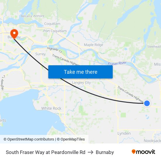 South Fraser Way at Peardonville Rd to Burnaby map