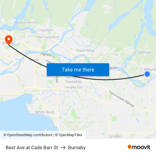 Best & Cade Barr to Burnaby map