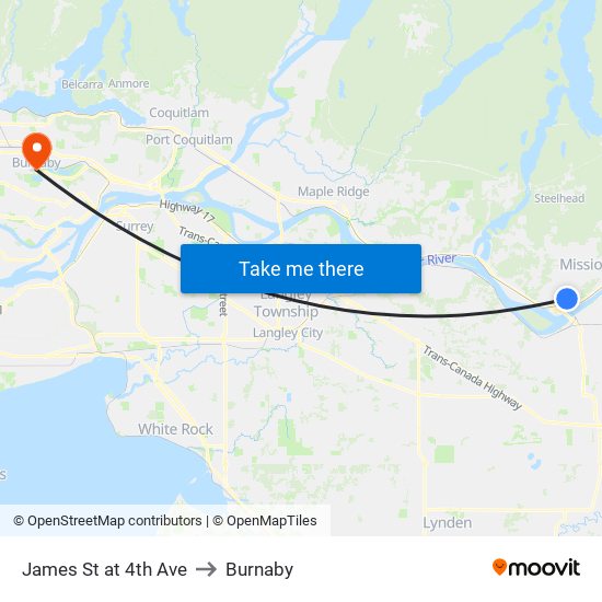 James & 4 Av to Burnaby map