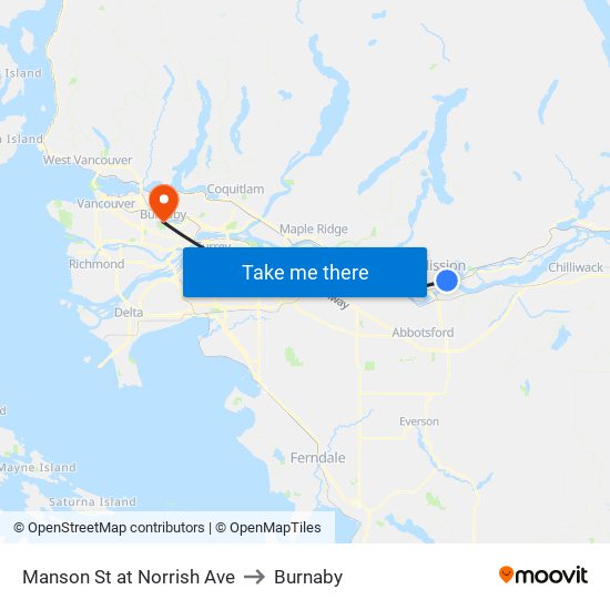 Manson St at Norrish Ave to Burnaby map