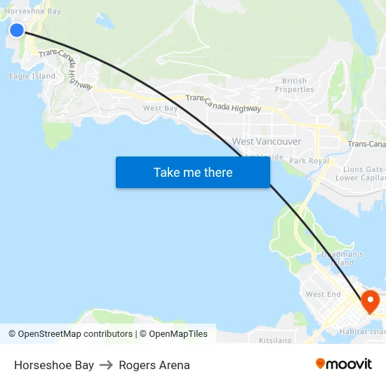 Horseshoe Bay to Rogers Arena map
