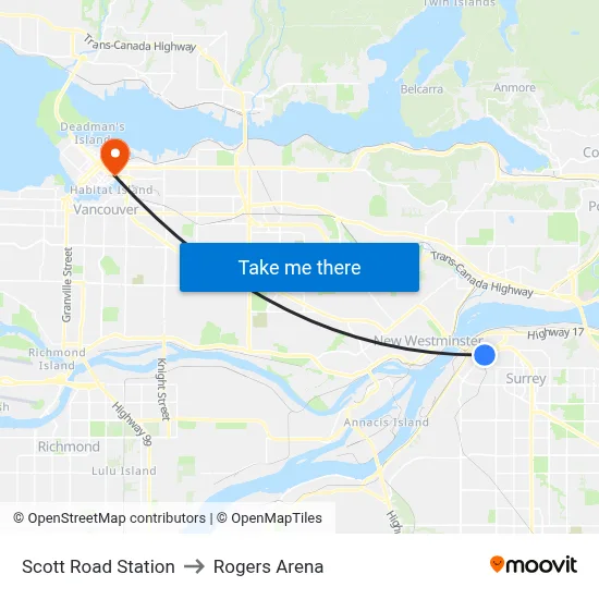 Scott Road Station to Rogers Arena map