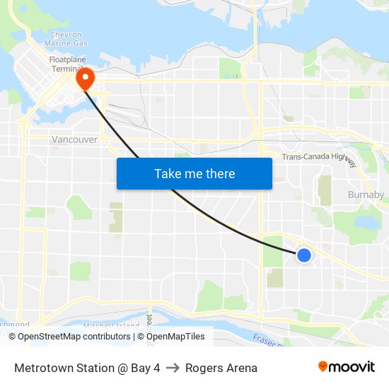 Metrotown Station @ Bay 4 to Rogers Arena map