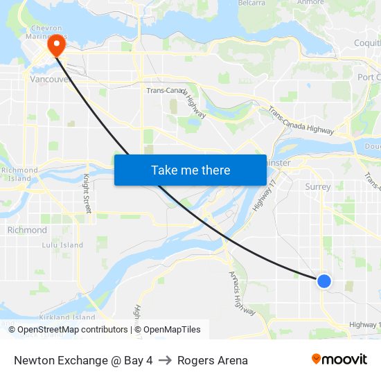 Newton Exchange @ Bay 4 to Rogers Arena map