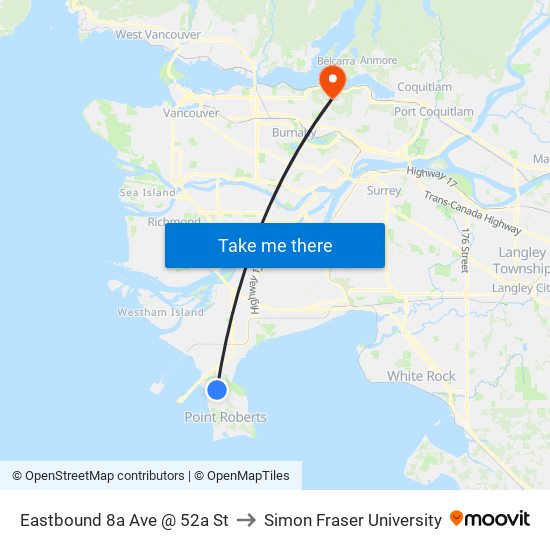 Eastbound 8a Ave @ 52a St to Simon Fraser University map