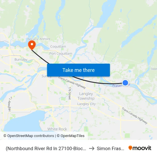 (Northbound River Rd In 27100-Block Area) @ 27100 Block (Flag) to Simon Fraser University map