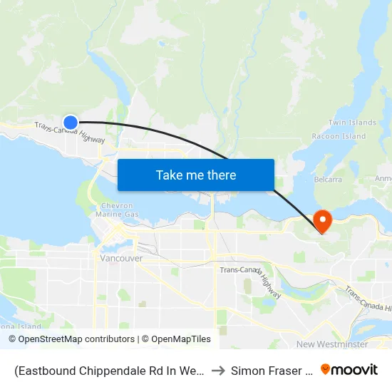 (Eastbound Chippendale Rd In Westhill Dr Area) (Flag) to Simon Fraser University map