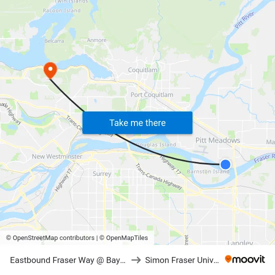 Eastbound Fraser Way @ Bay Mill Rd to Simon Fraser University map