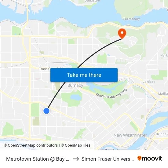 Metrotown Station @ Bay 10 to Simon Fraser University map