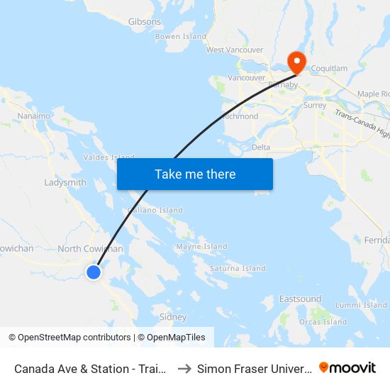 Canada Ave & Station - Train Stn to Simon Fraser University map