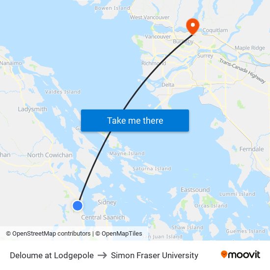 Deloume at Lodgepole to Simon Fraser University map