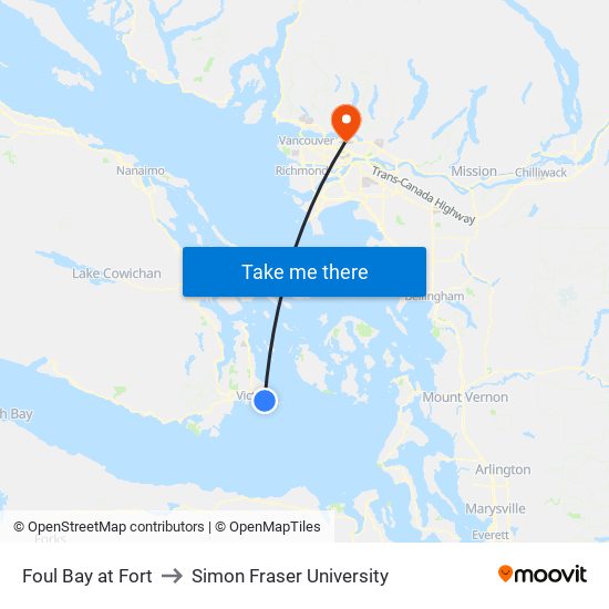 Foul Bay at Fort to Simon Fraser University map
