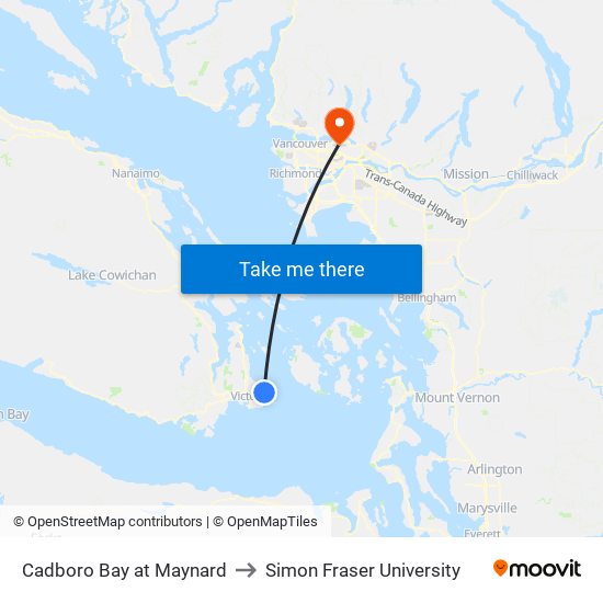 Cadboro Bay at Maynard to Simon Fraser University map