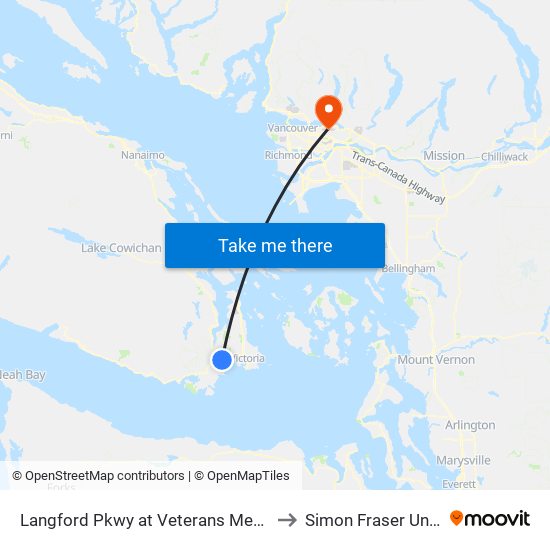 Langford Pkwy at Veterans Memorial Pkwy to Simon Fraser University map