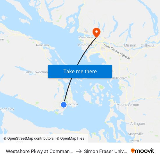 Westshore Pkwy at Commander Crt to Simon Fraser University map