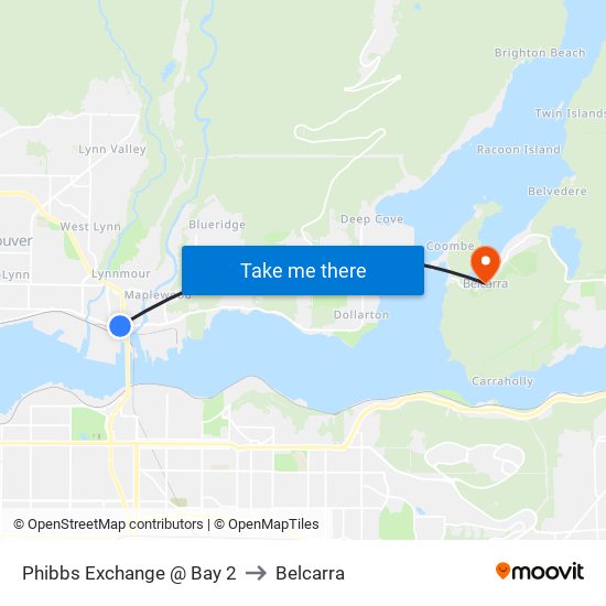 Phibbs Exchange @ Bay 2 to Belcarra map