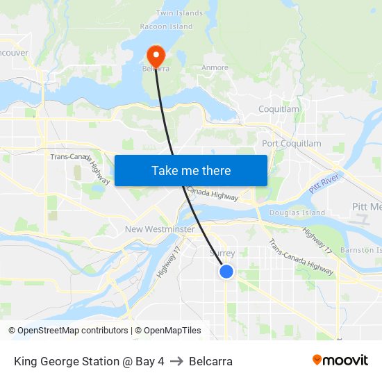 King George Station @ Bay 4 to Belcarra map