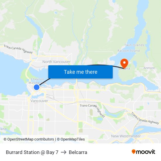 Burrard Station @ Bay 7 to Belcarra map