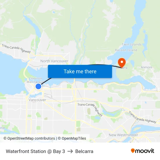 Waterfront Station @ Bay 3 to Belcarra map