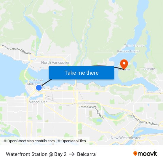 Waterfront Station @ Bay 2 to Belcarra map