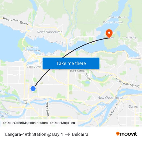 Langara-49th Station @ Bay 4 to Belcarra map