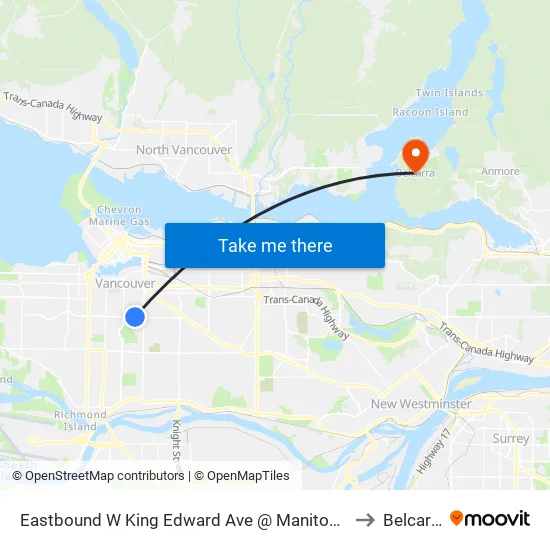 Eastbound W King Edward Ave @ Manitoba St to Belcarra map