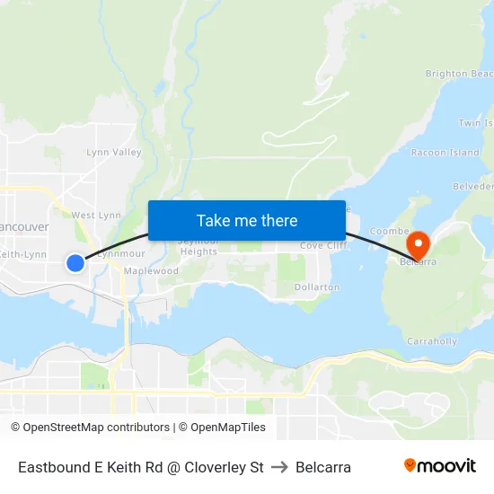 Eastbound E Keith Rd @ Cloverley St to Belcarra map