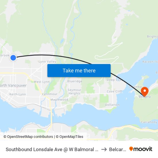 Southbound Lonsdale Ave @ W Balmoral Rd to Belcarra map