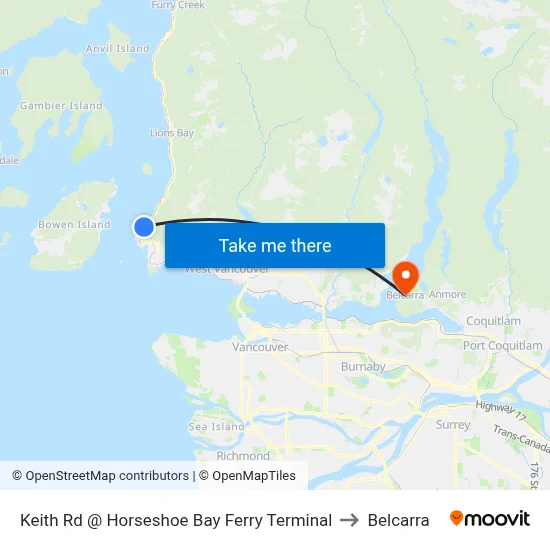 Keith Rd @ Horseshoe Bay Ferry Terminal to Belcarra map
