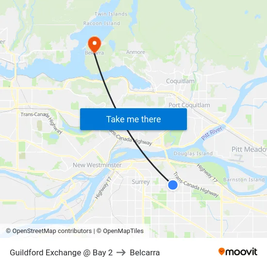 Guildford Exchange @ Bay 2 to Belcarra map